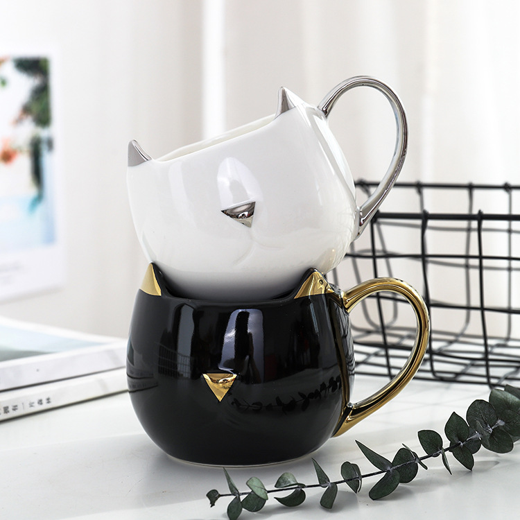 Title 3, Black and white cat ceramic cup couple water cup