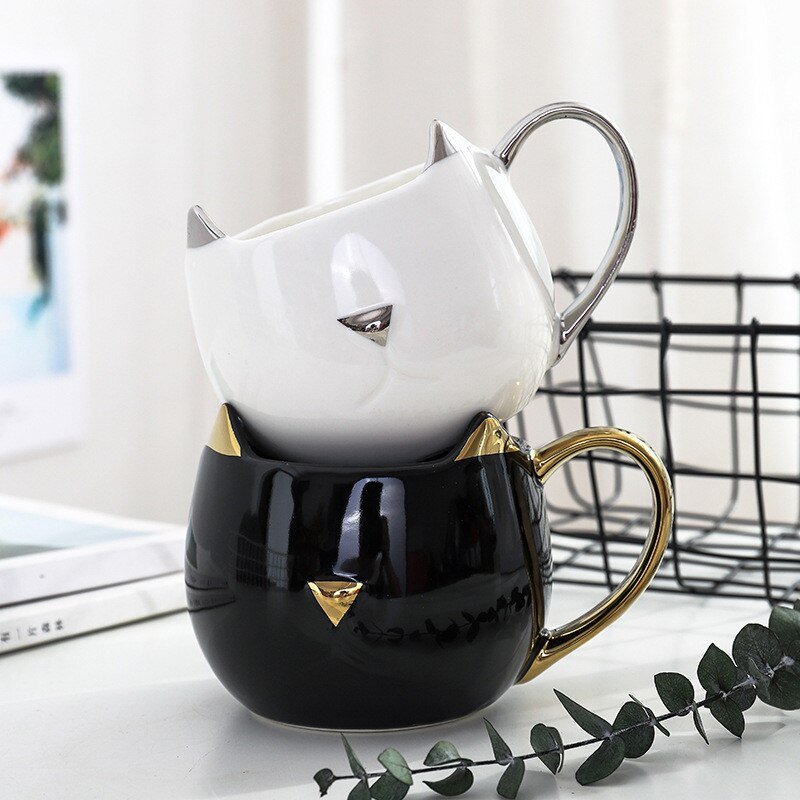 Title 12, Black and white cat ceramic cup couple water cup