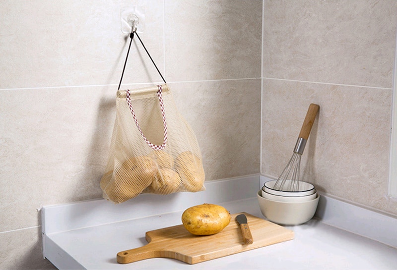 Title 3, Portable Polyester Mesh Kitchen Storage Bag, Ne...