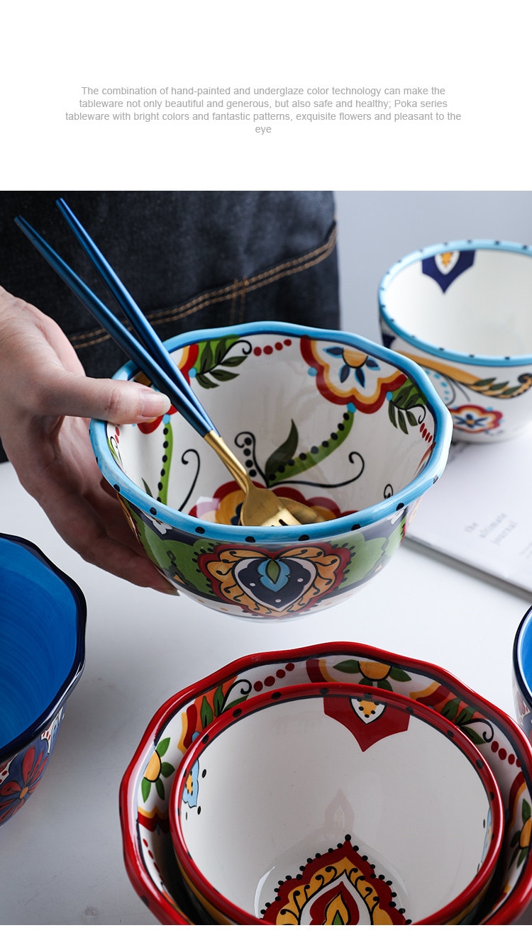 Title 11, Bohemian hand-painted ceramic tableware bowl, p...