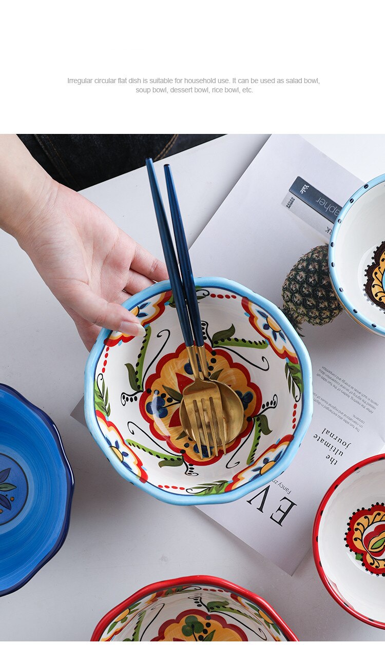 Title 13, Bohemian hand-painted ceramic tableware bowl, p...