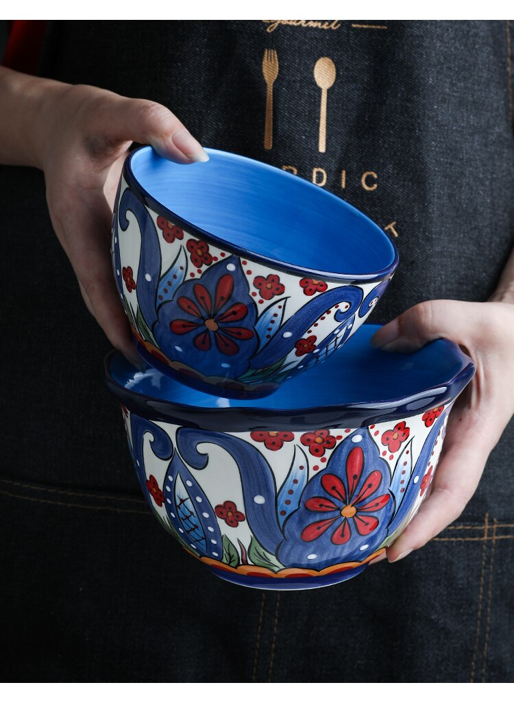 Title 16, Bohemian hand-painted ceramic tableware bowl, p...