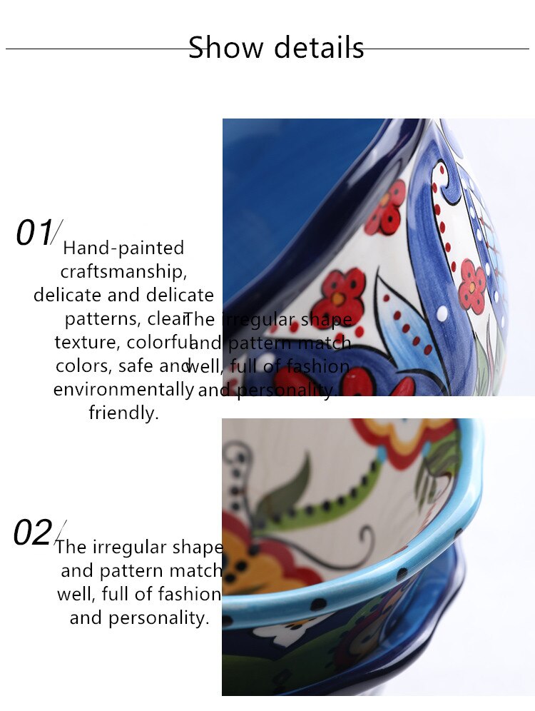 Title 20, Bohemian hand-painted ceramic tableware bowl