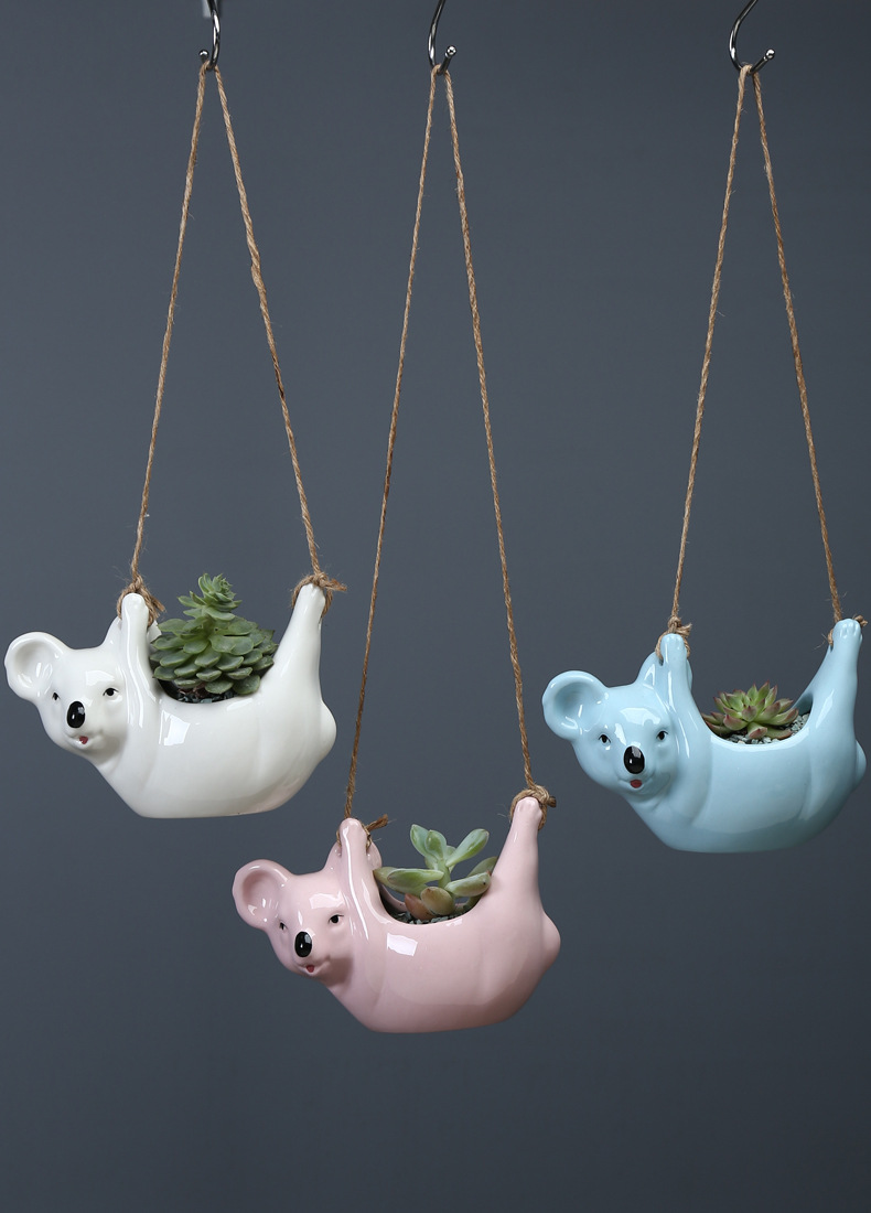 Title 1, Cartoon animal koala hanging basket flower pot