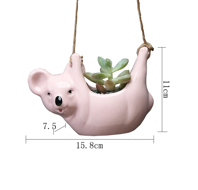 Title 2, Cartoon animal koala hanging basket flower pot,...