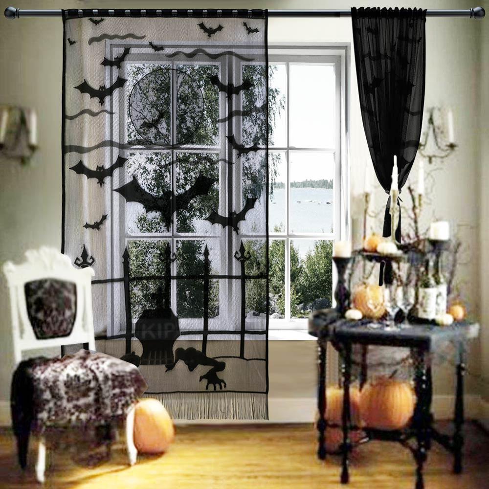 Title 5, Black spider web tablecloth for Halloween. Deco...