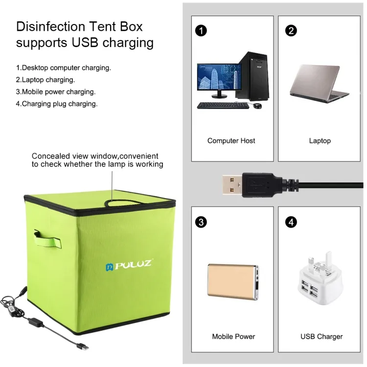 Custom size Disinfection Tent Box PULUZ 30cm UV Light Germicidal Sterilizer Disinfection Tent Box custom logo Disinfection box