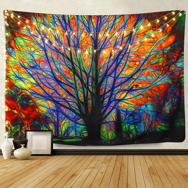 Title 1, Colorful tree forest tapestry for wall hanging,...