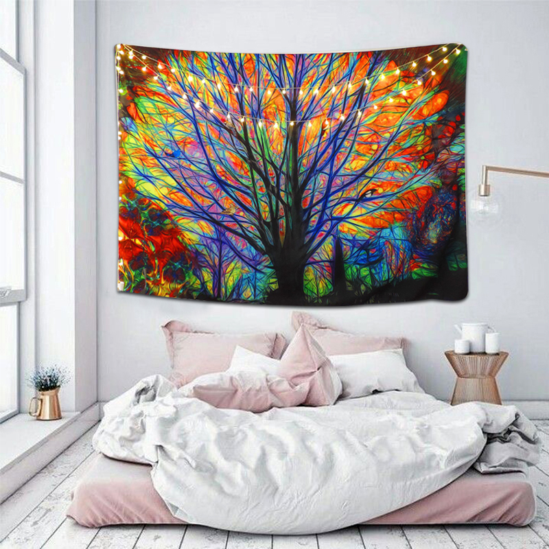 Title 2, Colorful tree forest tapestry for wall hanging,...