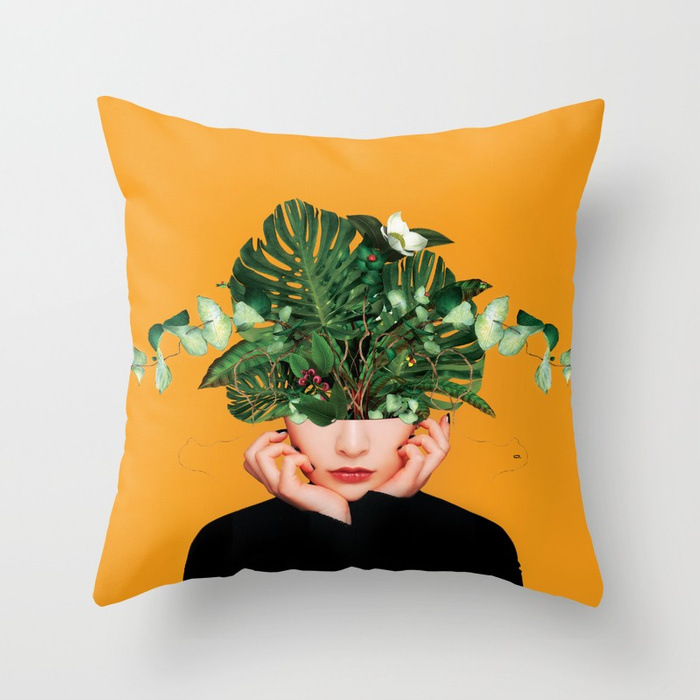 Title 5, Abstract Print Flower Lady Cushion Cover Pillow...