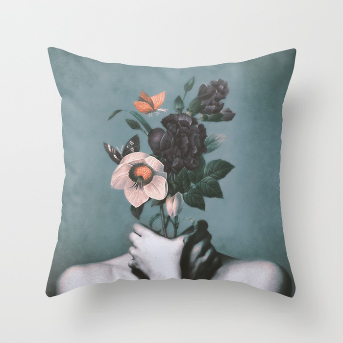 Title 6, Abstract Print Flower Lady Cushion Cover Pillow...