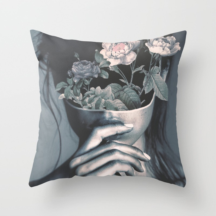 Title 7, Abstract Print Flower Lady Cushion Cover Pillow...