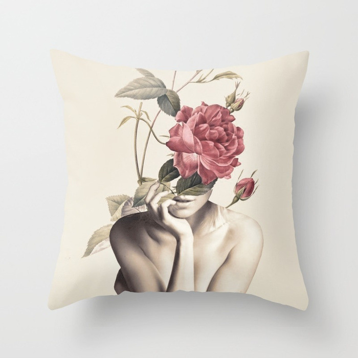 Title 10, Abstract Print Flower Lady Cushion Cover Pillow...