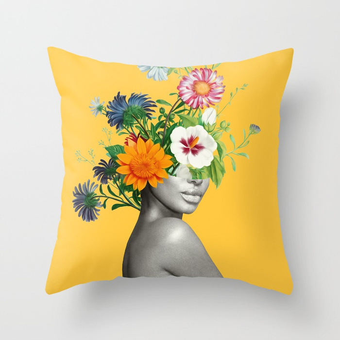 Title 11, Abstract Print Flower Lady Cushion Cover Pillow...