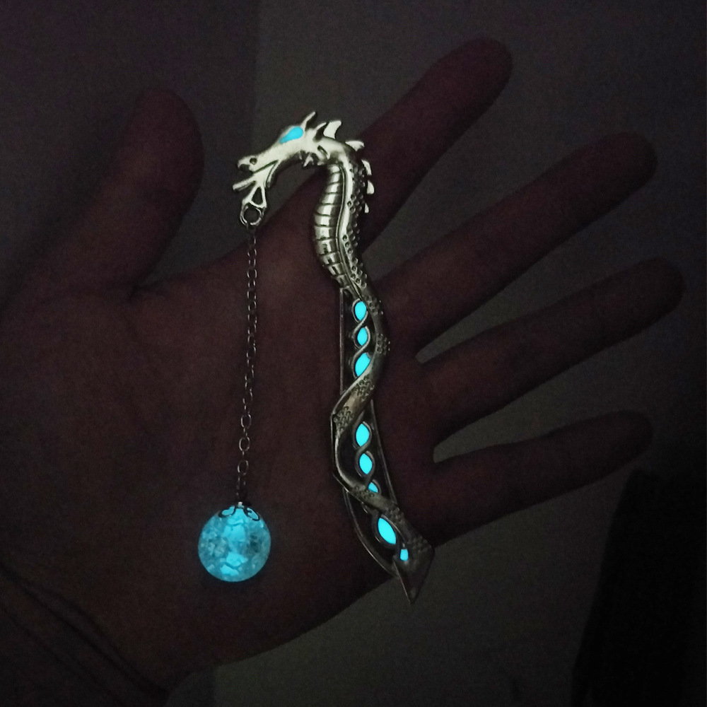 Title 4, Dragon Bookmark Luminous Glow In The Dark Necklace