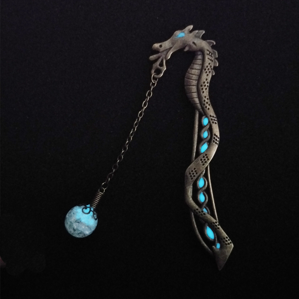 Title 8, Dragon Bookmark Luminous Glow In The Dark Necklace