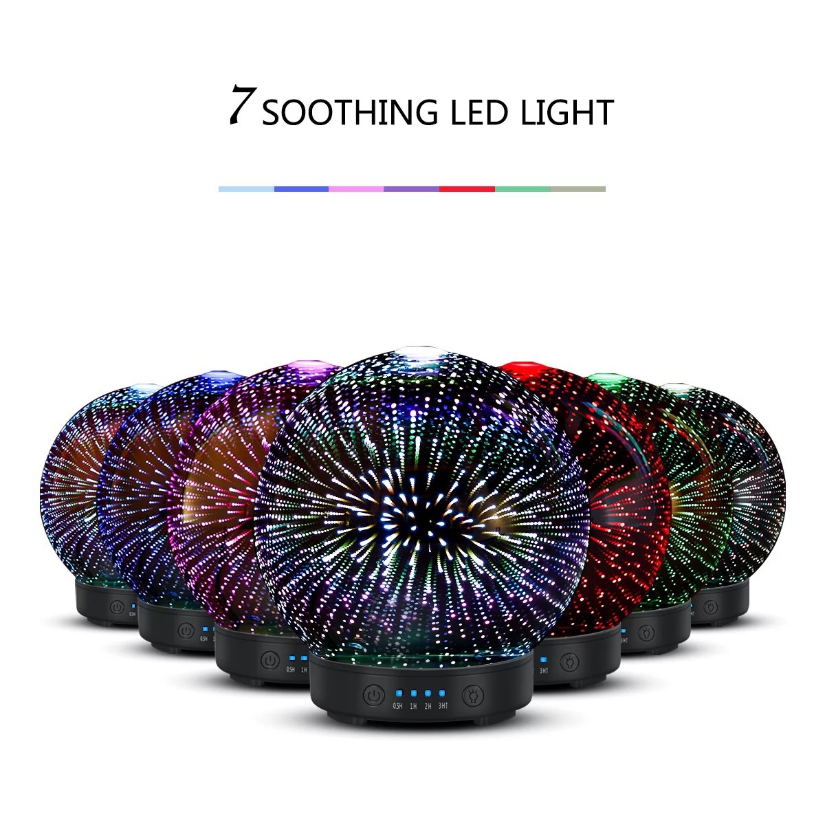 Title 5, Difusor de Aromas 3D com 7 LEDs Coloridos, umid...