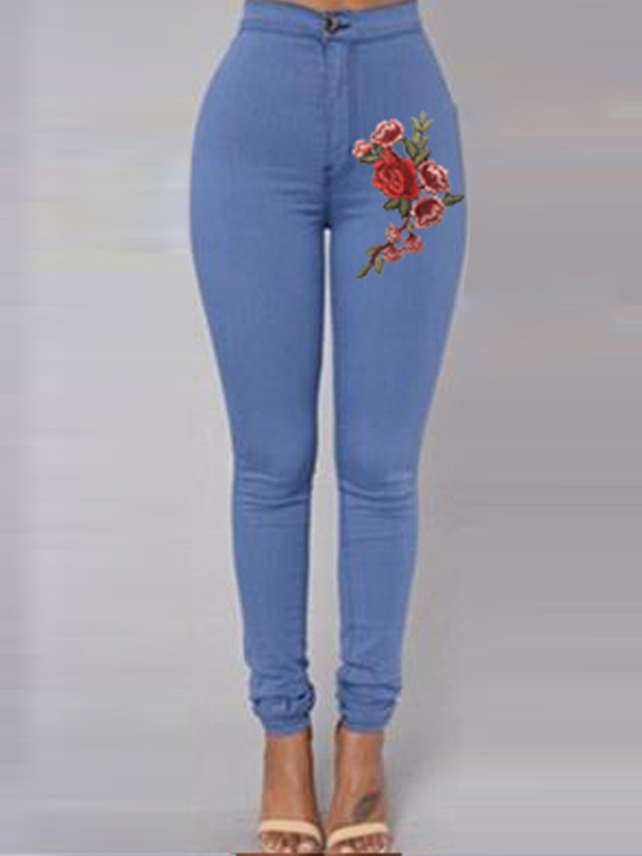 Title 4, Jeans femininas bordadas coloridas com stretch ...