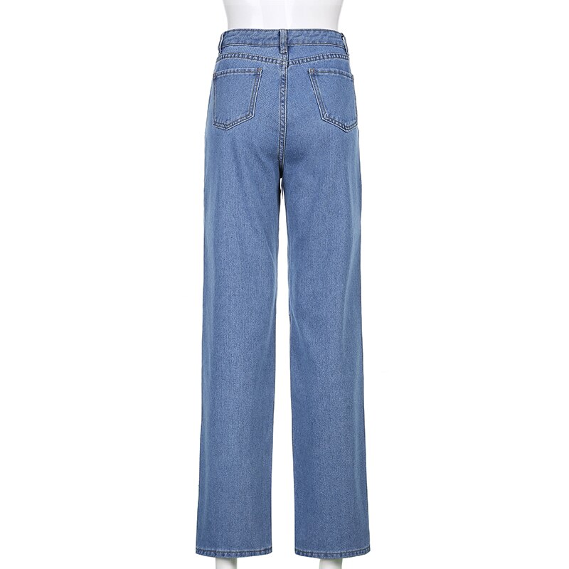 Title 10, Jeans casuais de cintura alta com costura flame...