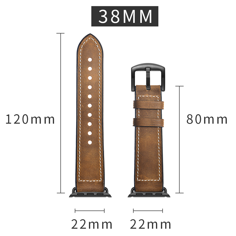 38mm sports leather strap