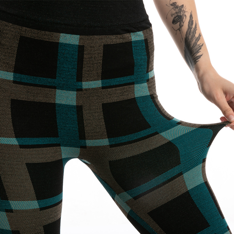 Title 18, Legging Jacquard Plaid Élégant et Extensible po...