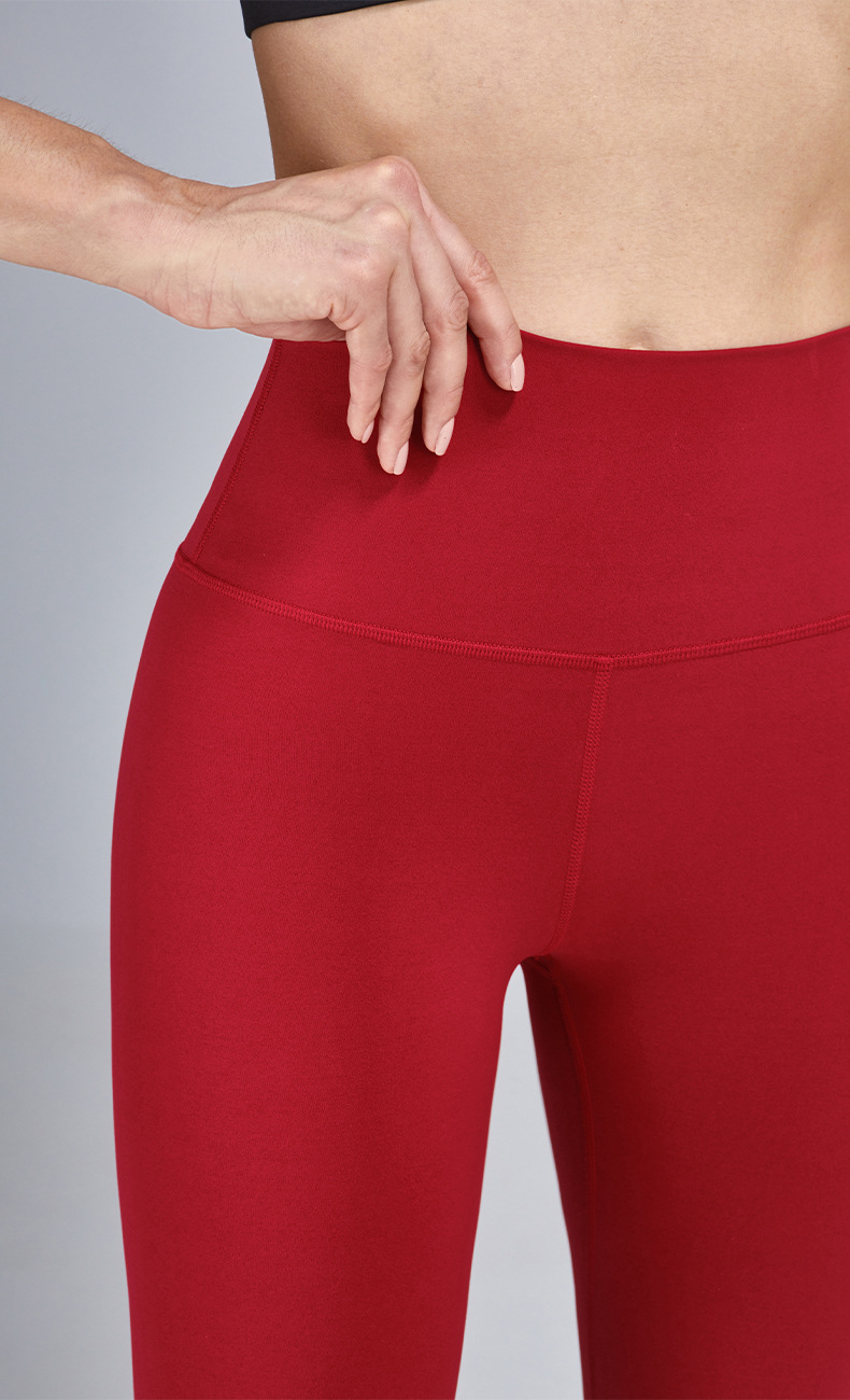 Title 4, Red High Waist Nude Peach Buttocks Yoga Pants f...