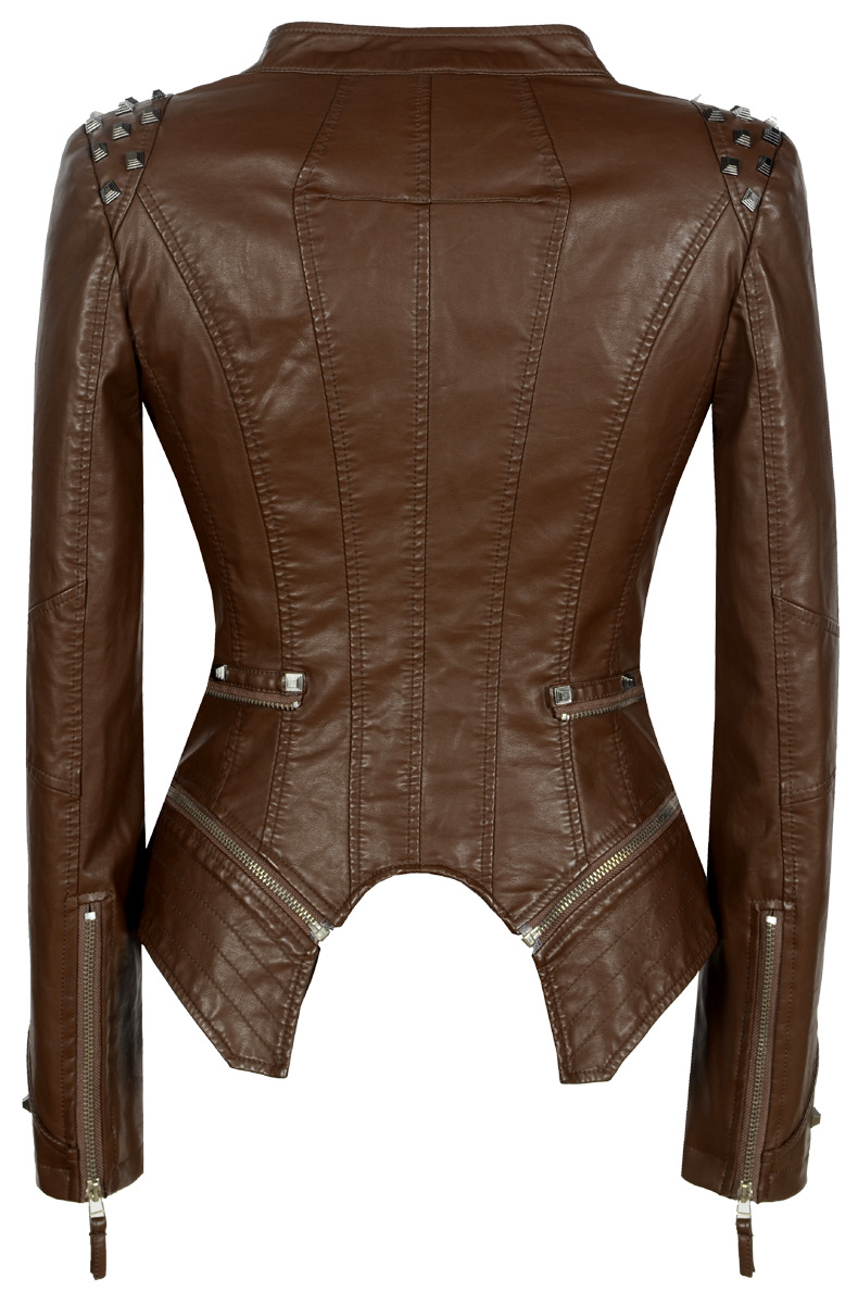 Title 9, Womens Rivet Slim Washed Leather Motorcycle Ja...