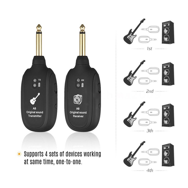 High Quality Black UHF Guitar Wireless System Transmitter And Receiver