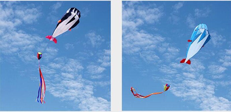 Black and Blue Dolphin Kite  in the Sky