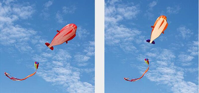 Red and Yellow Dolphin Kites in the Sky