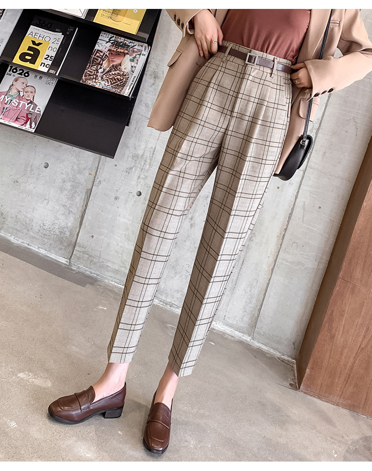 Title 6, Plaid Casual Pants Women Loose British Style Ni...