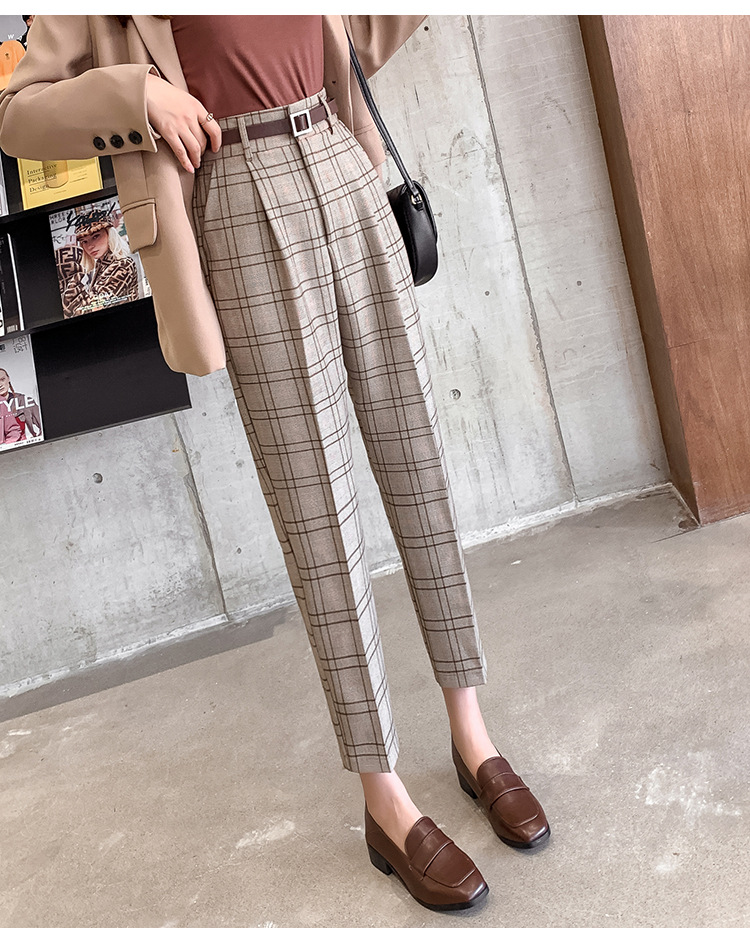 Title 8, Plaid Casual Pants Women Loose British Style Ni...