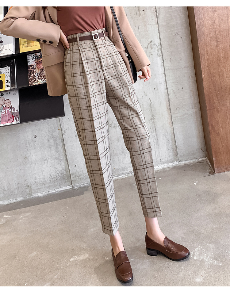 Title 9, Plaid Casual Pants Women Loose British Style Ni...