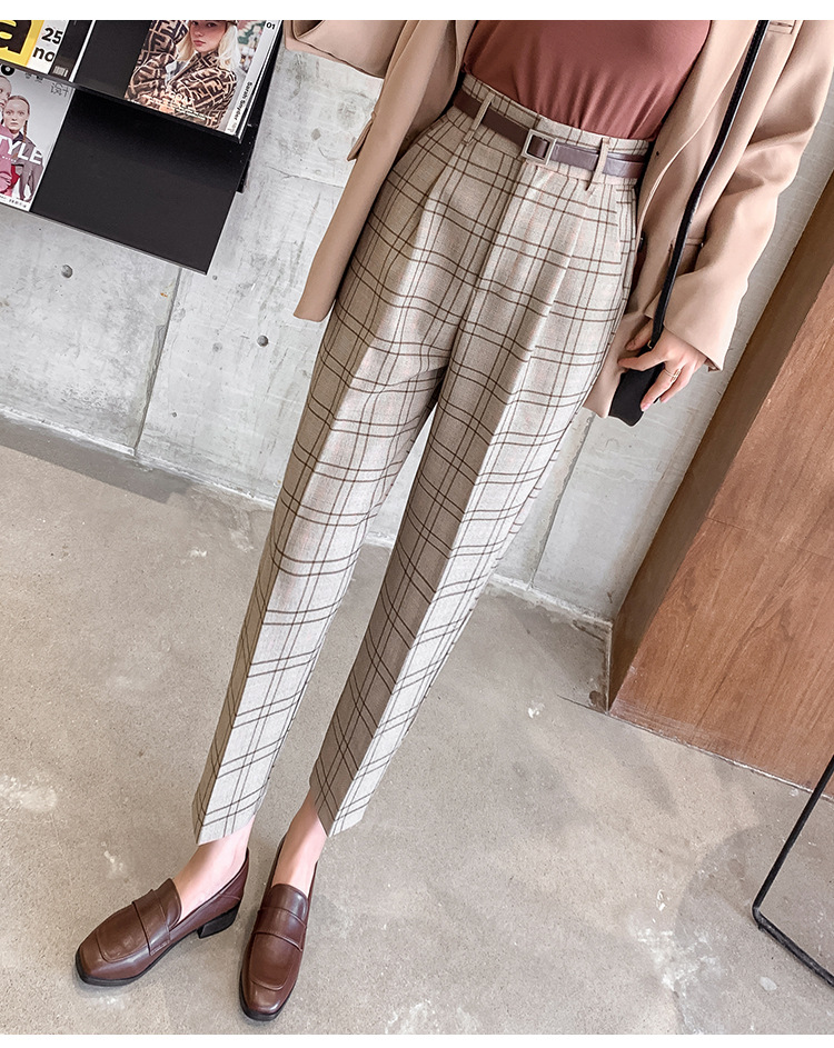 Title 10, Plaid Casual Pants Women Loose British Style Ni...