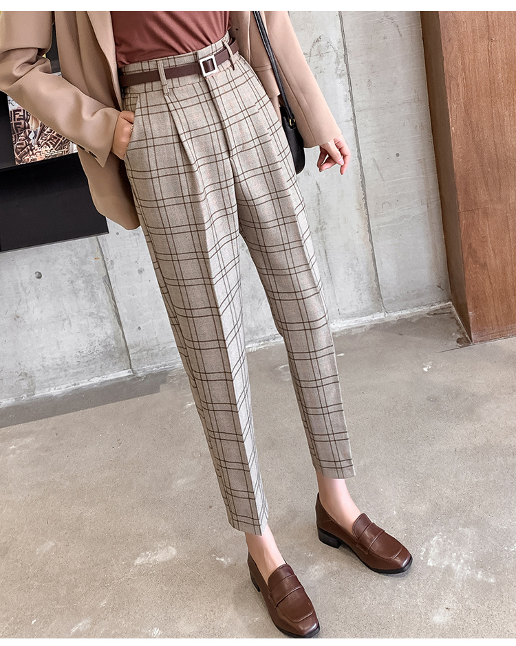 Title 11, Plaid Casual Pants Women Loose British Style Ni...