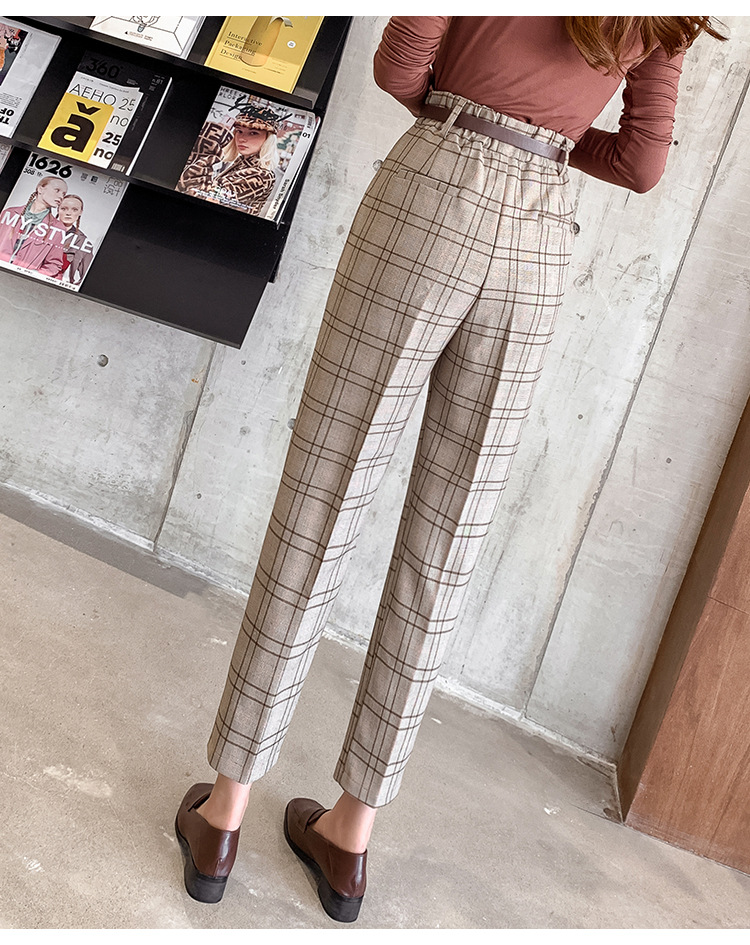 Title 13, Plaid Casual Pants Women Loose British Style Ni...