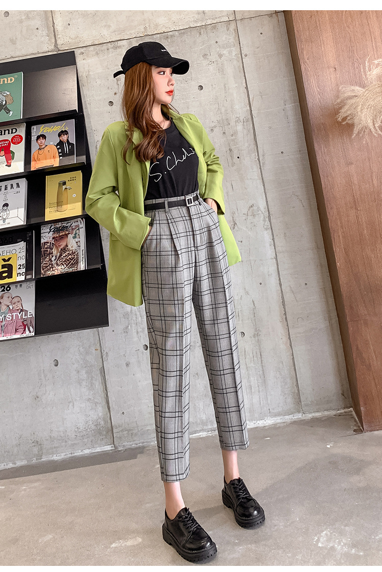 Title 16, Plaid Casual Pants Women Loose British Style Ni...