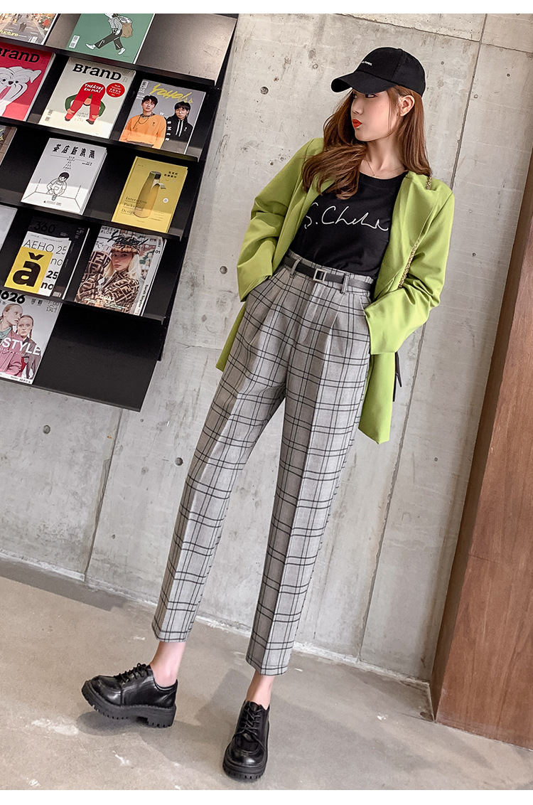 Title 17, Plaid Casual Pants Women Loose British Style Ni...