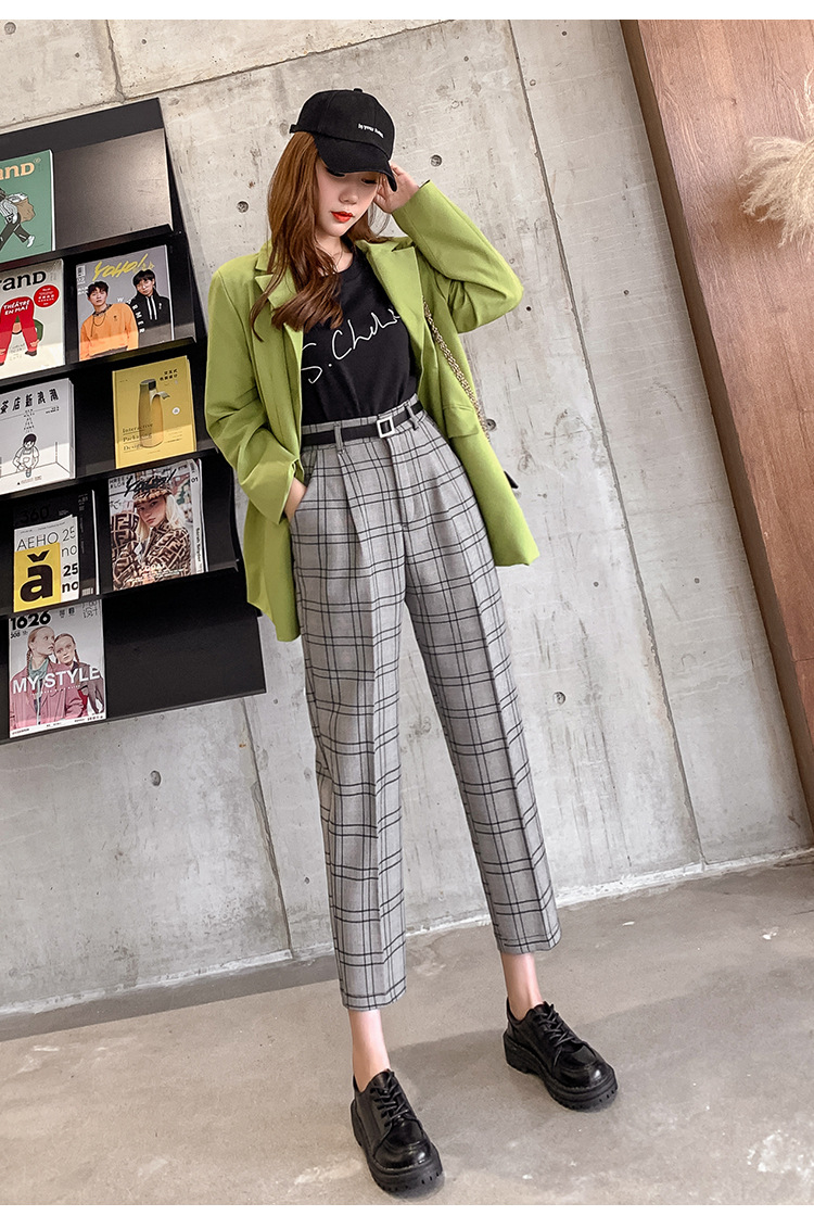 Title 19, Plaid Casual Pants Women Loose British Style Ni...