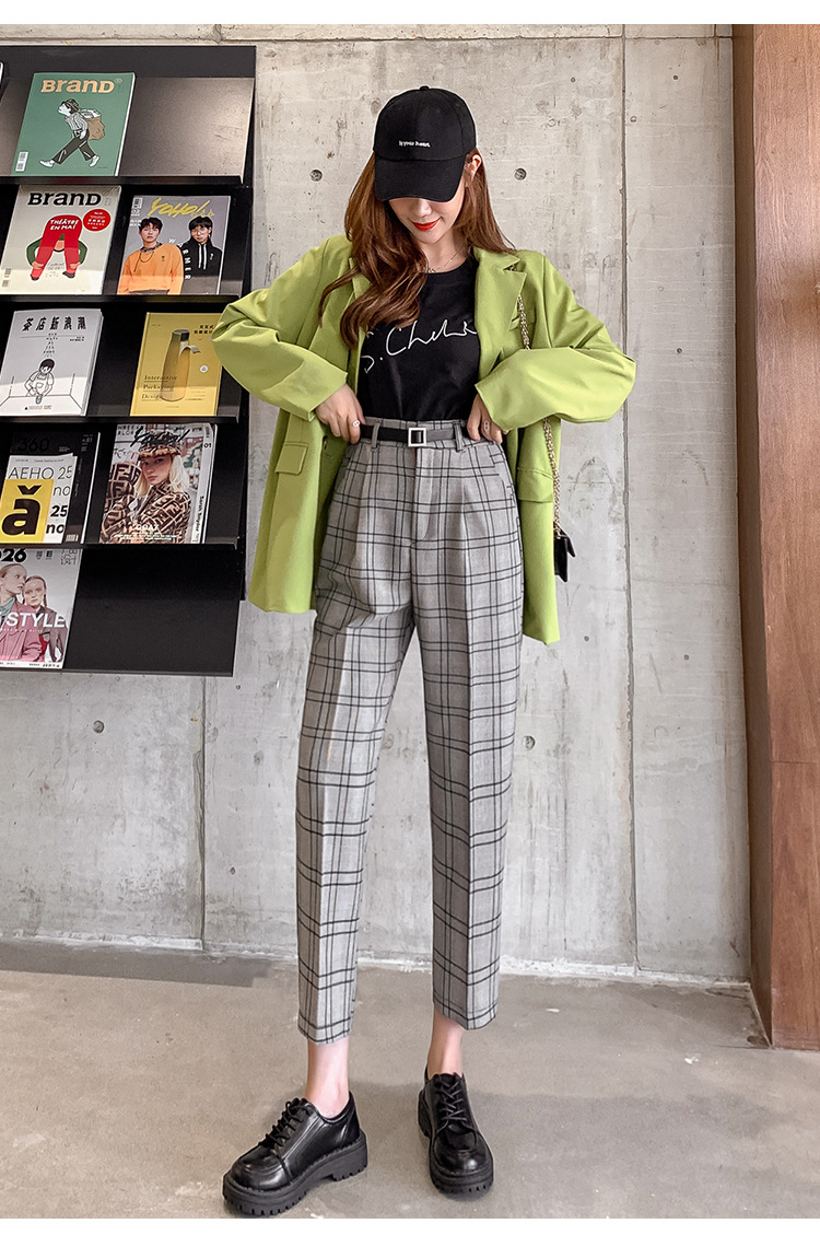 Title 20, Plaid Casual Pants Women Loose British Style Ni...