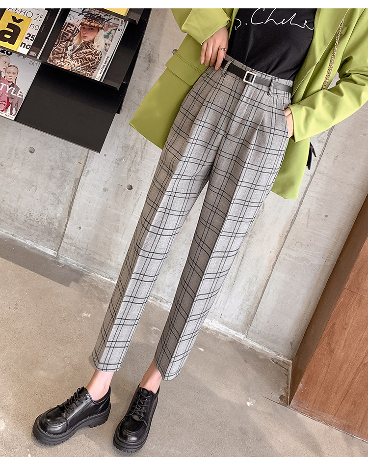 Title 21, Plaid Casual Pants Women Loose British Style Ni...