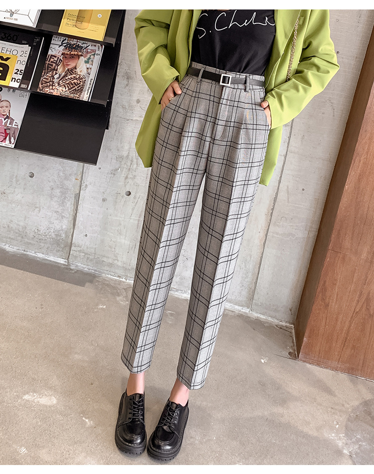 Title 25, Plaid Casual Pants Women Loose British Style Ni...