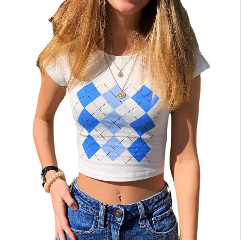 Title 5, Diamond Grid Printing Hit Color New Women