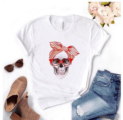 Title 4, Skull Pattern Short-Sleeved T-Shirt Top Women T...