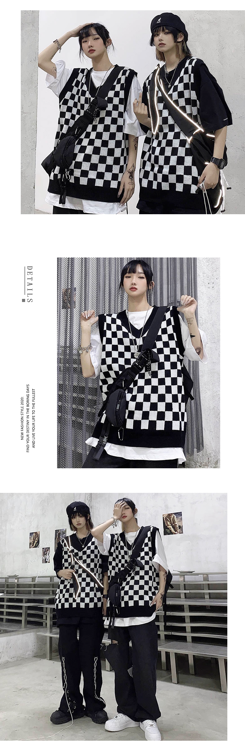 Title 1, Black And White Plaid Vest Women