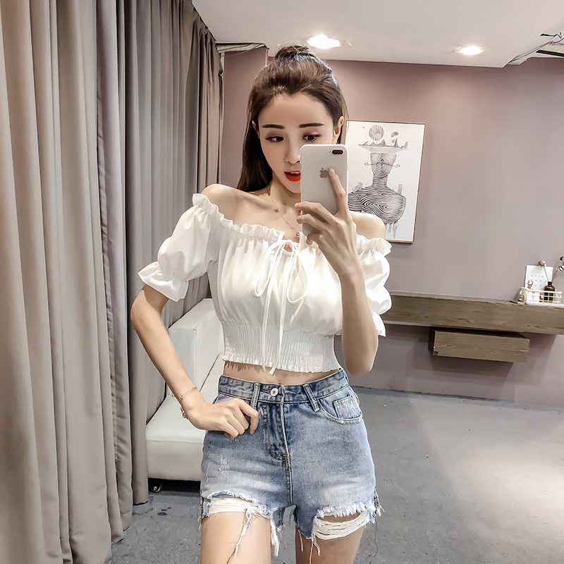 Title 15, Women High Waist Short One-line Neck Strapless ...