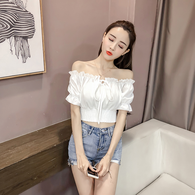 Title 17, Women High Waist Short One-line Neck Strapless ...