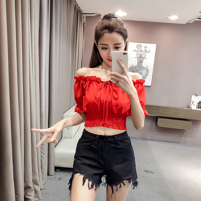 Title 29, Women High Waist Short One-line Neck Strapless ...