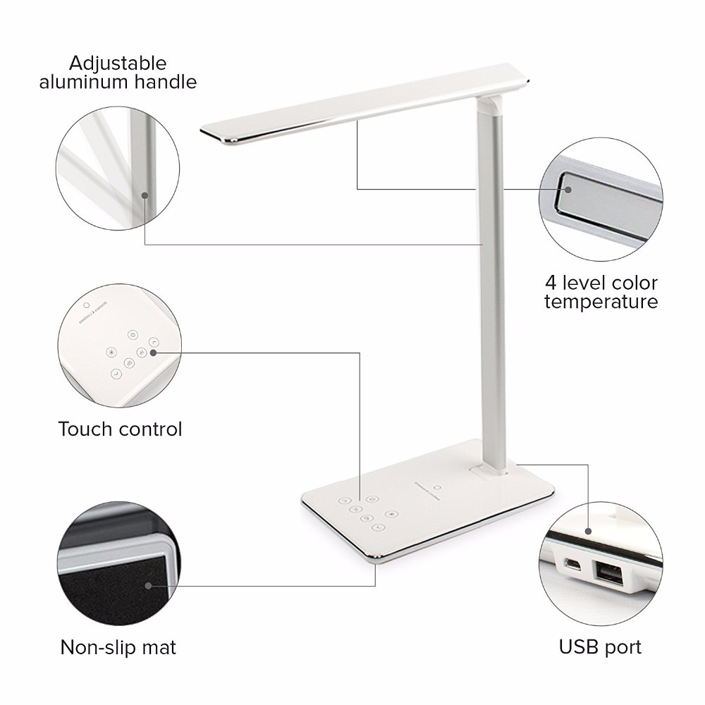 Title 8, Luminária de mesa LED com controle touch e dime...