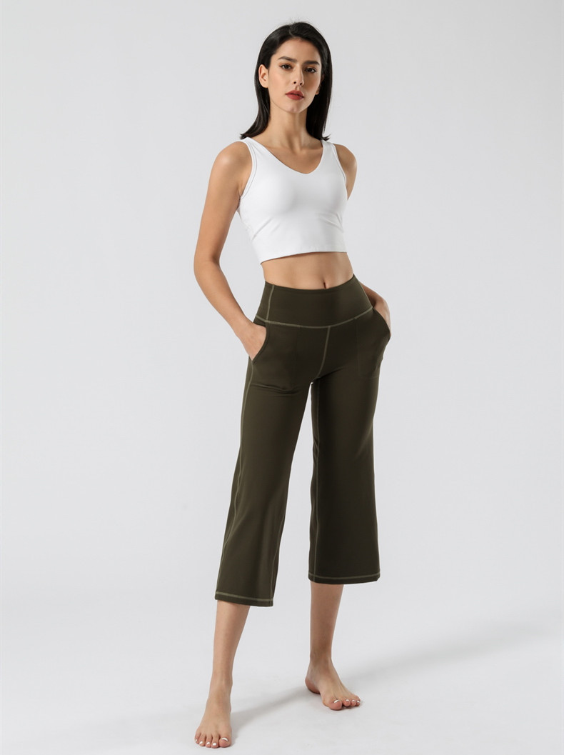 Title 5, Damen High-Waist Yoga-Hosen mit weitem Bein und...